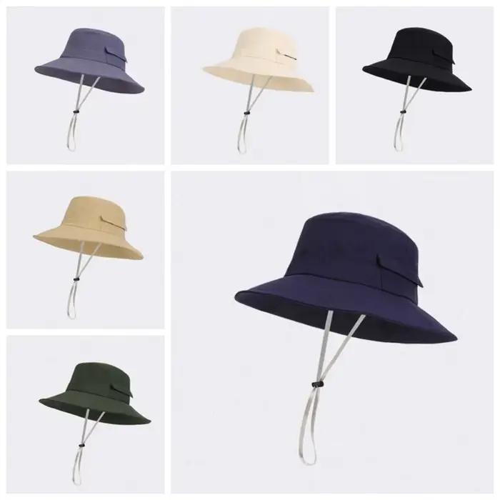 Chapeau de pêcheur pour homme avec cordon de serrage, en nylon et polyester, respirant, léger, protection solaire, chapeau de randonnée