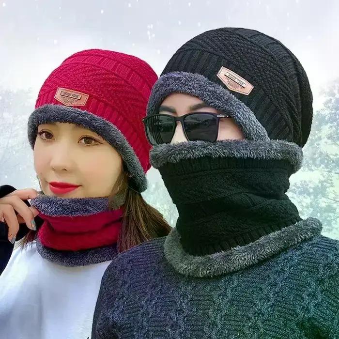 Ensemble hivernal élégant chapeau écharpe résistant au froid pour homme femme extérieur multiseason polyestère minimaliste