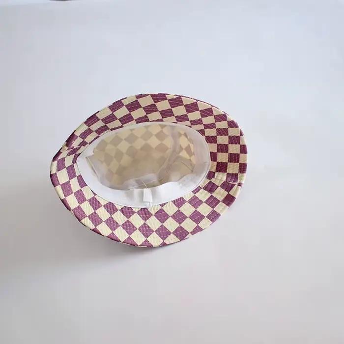 Chapeau seau à motif damier pour enfants