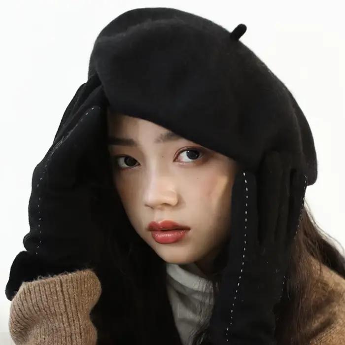 Béret en laine 100% laine, décontracté, pour femme, unisexe, polyvalent, Sophia Gorro, chapeau d'hiver, bérets pour dames et filles, accessoire chic pour toutes les saisons