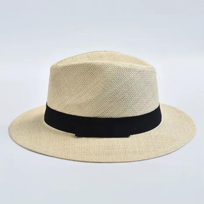 Chapeau Panama Trilby Jazz en paille décontracté d'été pour femmes et hommes