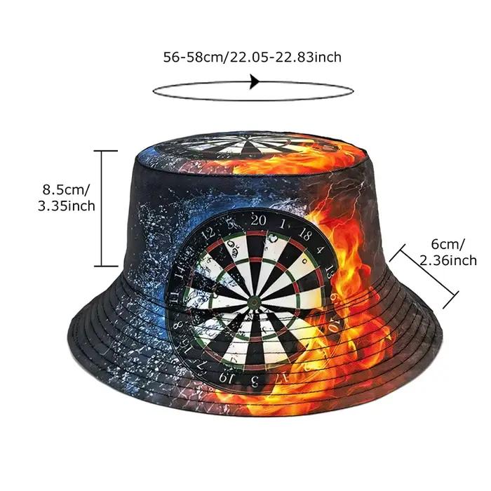 Chapeau Bob Imprime Cible de Fléchettes Motif Arc et Flèches Chapeau de Pêcheur Réversible Double Face Casquette Panama Homme Femme Occasion Spéciale