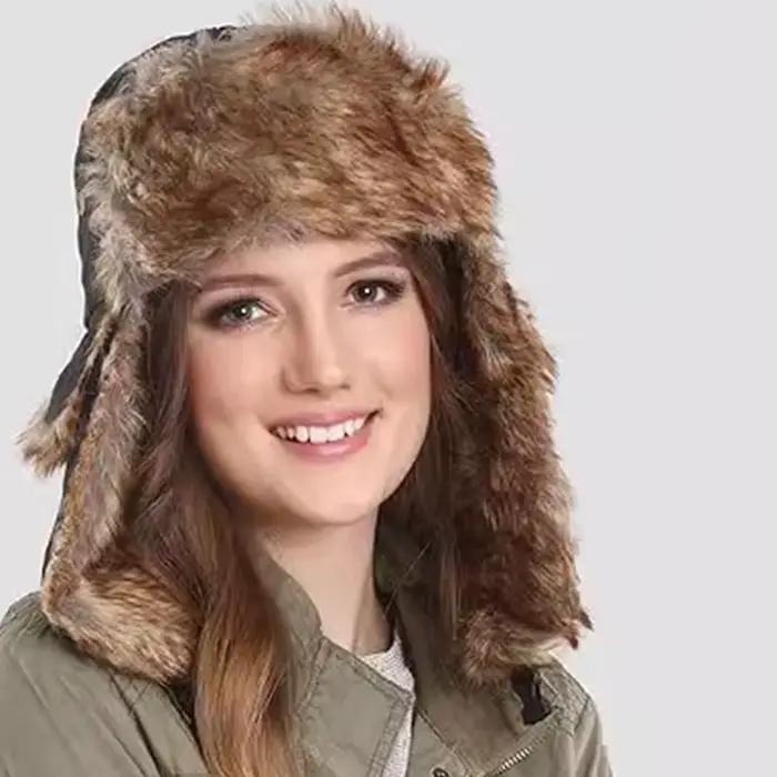 Hommes femmes trappeur Bomber chapeaux russe Ushanka chaud hiver fourrure oreillette chapeau Sports de plein air ski chasse pêche casquette en peluche
