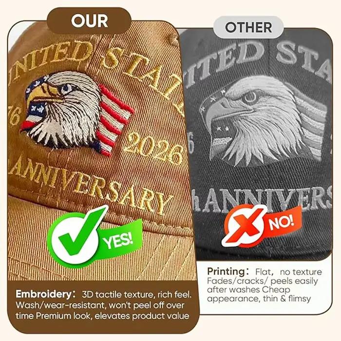 Casquette ABLECAP 250e Anniversaire USA Casquettes de Baseball Brodées Aigle pour Hommes et Femmes Occasions Spéciales Patriotisme Vintage