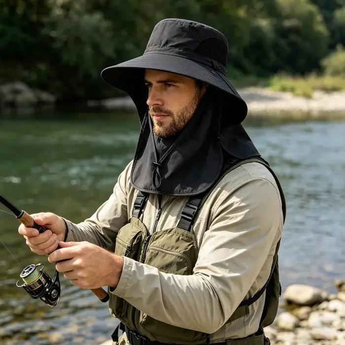 Chapeau de pêche respirant à large bord