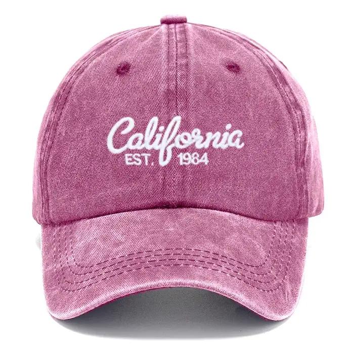 Casquette de baseball en coton brodée Californie unisexe vintage délavée