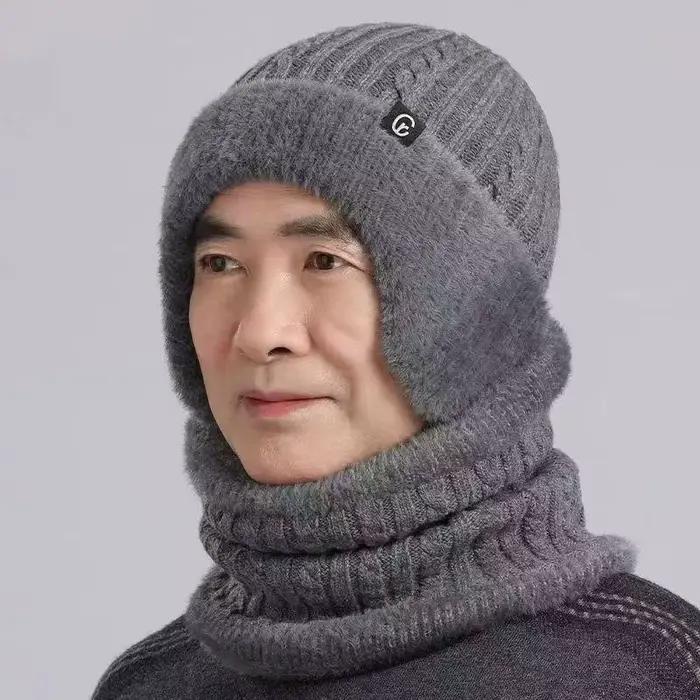 Protection par temps froid pour personnes âgées ; Bonnet tricoté d'extérieur tendance pour hommes ; Casquette