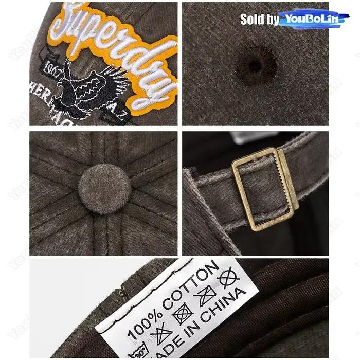 Chapeau d'aigle brodé délavé casquette rétro américain style sport multifonctionnel pour homme femme extérieur四季通用户外运动复古棒球帽鹰徽刺绣磨旧