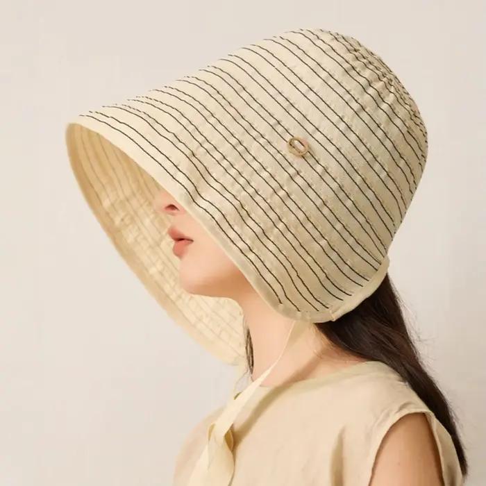 Chapeau de pêcheur rétro texturé à rayures