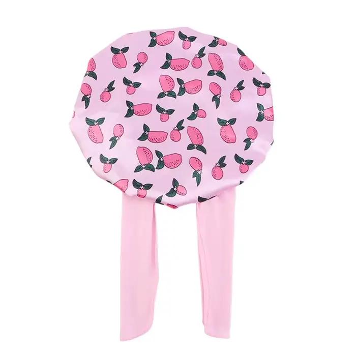 Bonnet de douche en satin pour garçon et fille, chapeau de sommeil avec dessin animé pour enfants de 1 à 3 ans, matériau polyester, confort douillet pour le bain et le sommeil
