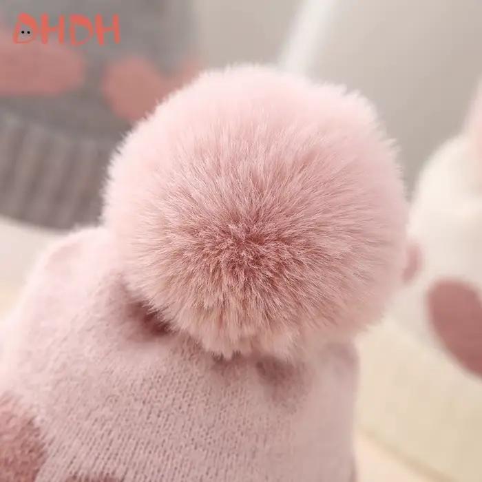 Chapeau d'hiver en tricot pour enfants mignon avec pompon doublure en coton pour bébés garçons et filles occasions spéciales automne hiver
