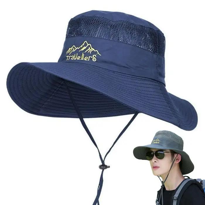 Chapeau de pêche anti-UV pour homme avec large bord