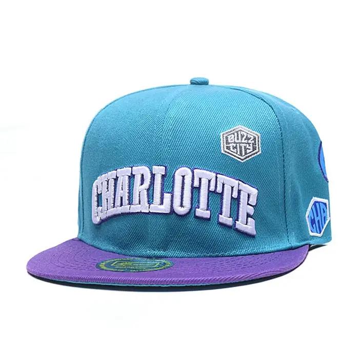 Casquettes Snapback Marque CHARLOTTE CAP Bleu Hip Hop Garçon Basketball Sport Casquette