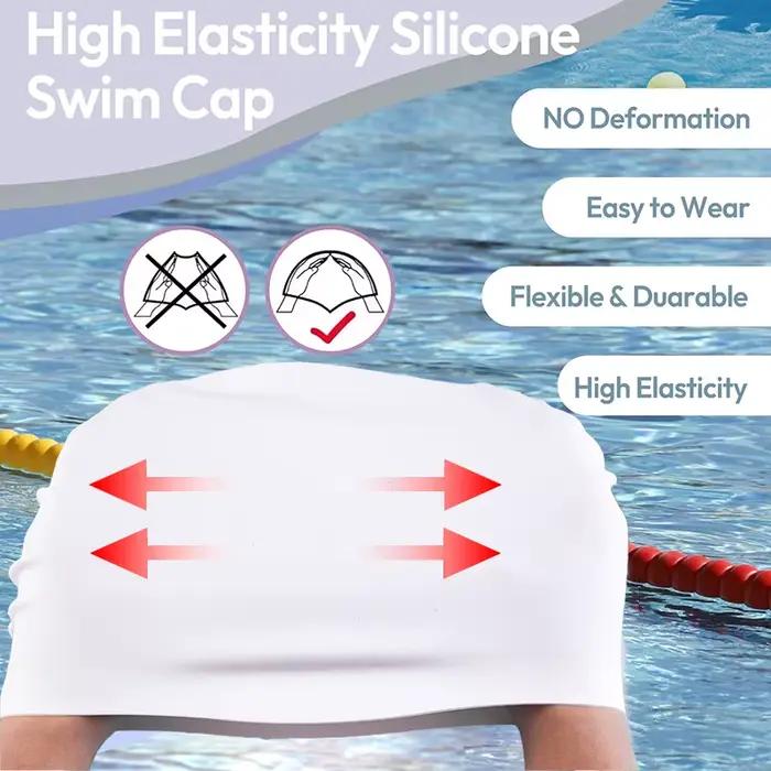 Bonnet de bain en silicone pour nageurs adultes et enfants, confortable, durable, antidérapant, élastique, imperméable, pour cheveux longs et courts游泳相关的HTML描述已经完成，接下来是根据给定信息生成的优化SEO标题。请注意，该标题没有包含价格、产地或品牌等信息。 ###TITRE### Bonnet de bain en silicone pour nageurs adultes et enfants, confortable, durabl