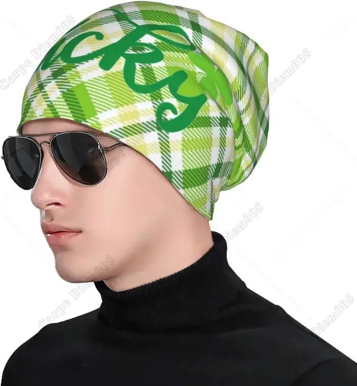Bonnet en tricot vert Tartan pour hommes et femmes