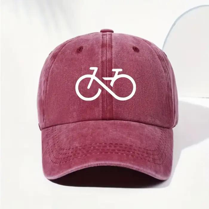 Casquette de baseball imprimée vélo vintage au design géométrique blanc pour la course