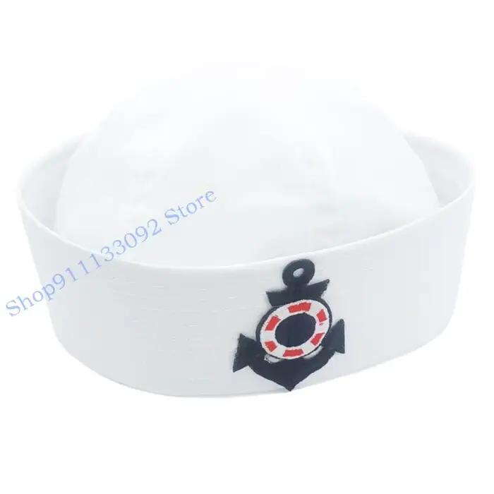 Chapeau de capitaine marin en polyester orné de badge brodé pour hommes quatre saisons cosplay fêtes costumées occasions spéciales