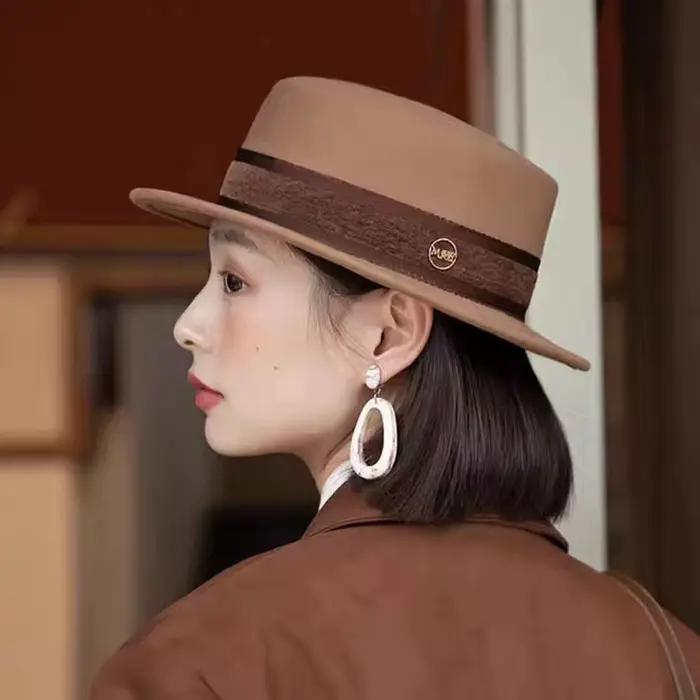 Mode française nouveau automne et hiver tout élégant vintage plat chapeau femmes