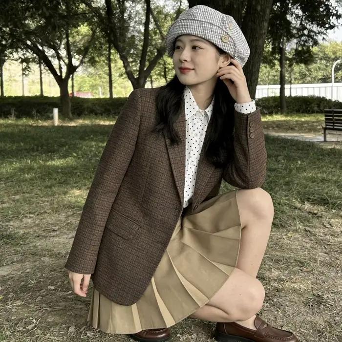 Béret Littéraire Femme – Chapeau Décontracté Tendance Double Usage Printemps-Été-Automne Style Doux à Bord Relevable