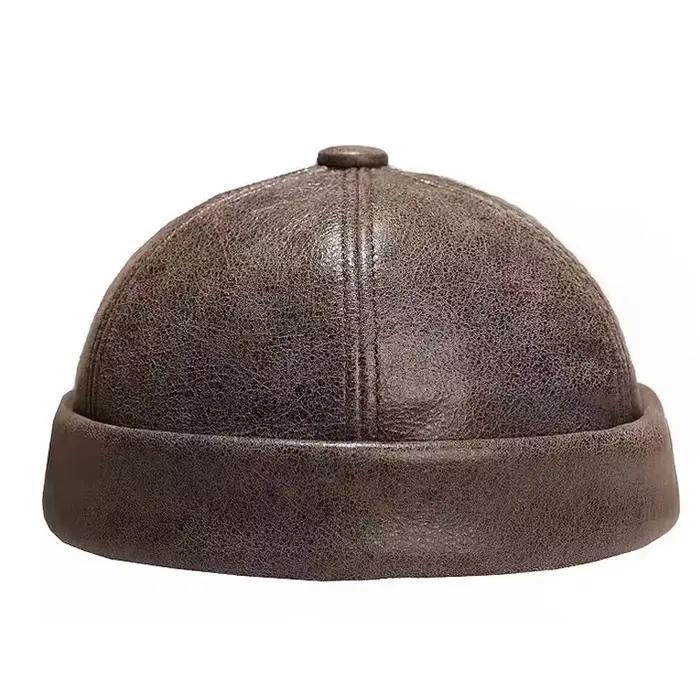 Bonnets et bonnets en cuir rétro pour hommes, chapeaux d'hiver en cuir de vache, skull caps décontractés, styles sportifs pour l'hiver, options de couleur et de taille disponibles
