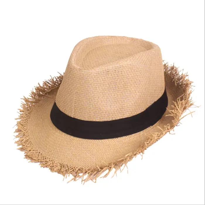 Chapeau de paille MYZOPER solide protection solaire unisexe pour été plage activité户外活动防护遮阳帽MYZOPER实心夏季海滩活动用男女通用草编贝雷帽
