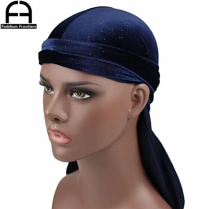 Nouveau luxe hommes brillant velours Durags Turban Bandana bandeau