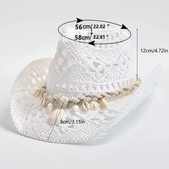 Chapeau de paille de plage en coquillage d'été