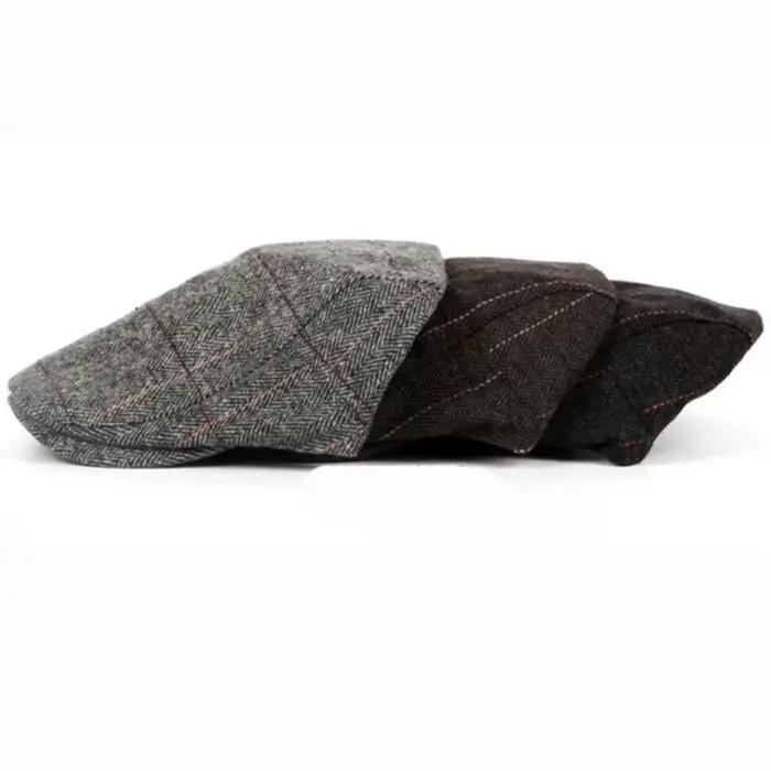 Béret en laine à carreaux rétro pour hommes