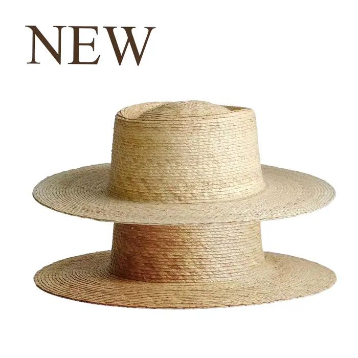 Chapeau Pork Pie d'été 100% feuille de palmier pour femme