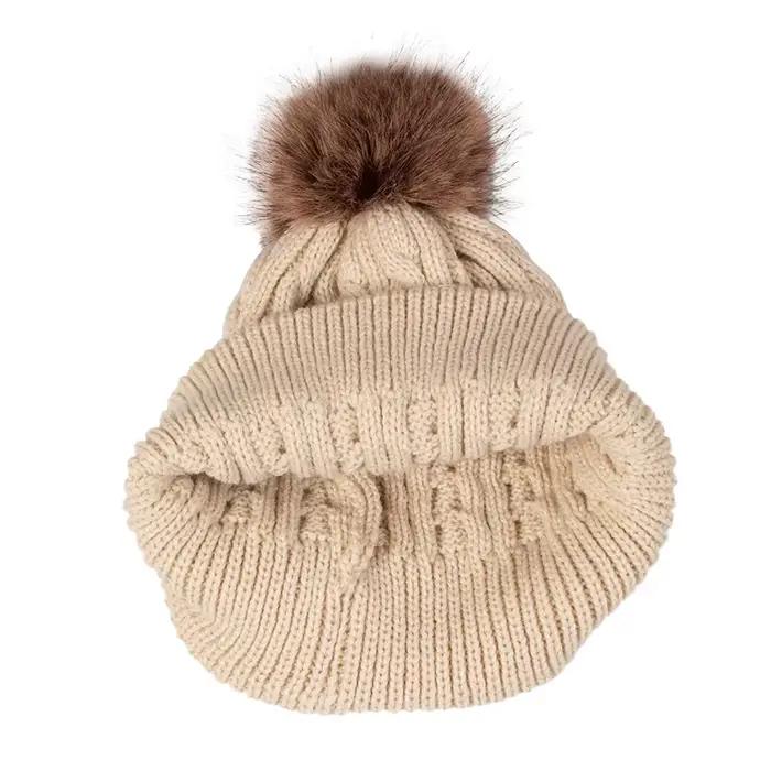 3 pièces/ensemble femmes hiver chapeau écharpe gants fausse fourrure boule adolescente filles tricoté bonnet cou plus chaud costume oreilles chaudes femme casquette ensemble