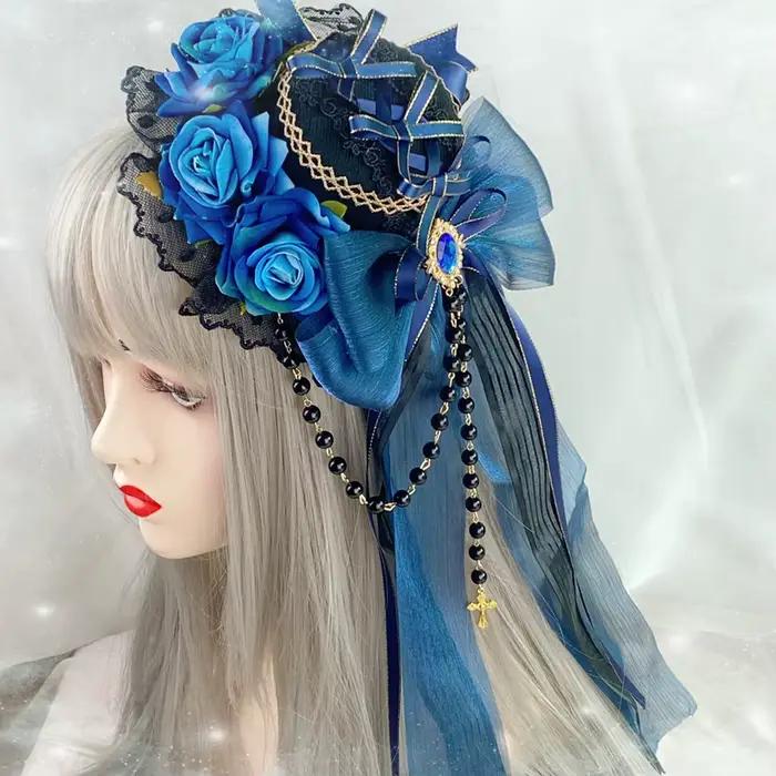 Lolita gothique Kill Dark All-Match Lo élégant chapeau plat Billycock accessoires de coiffure