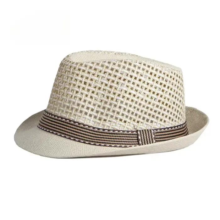 Chapeau d'été en paille respirante pour homme et femme multifonctionnel protection solaire occasion plage festival jazz rétro britannique fedora en maille noir