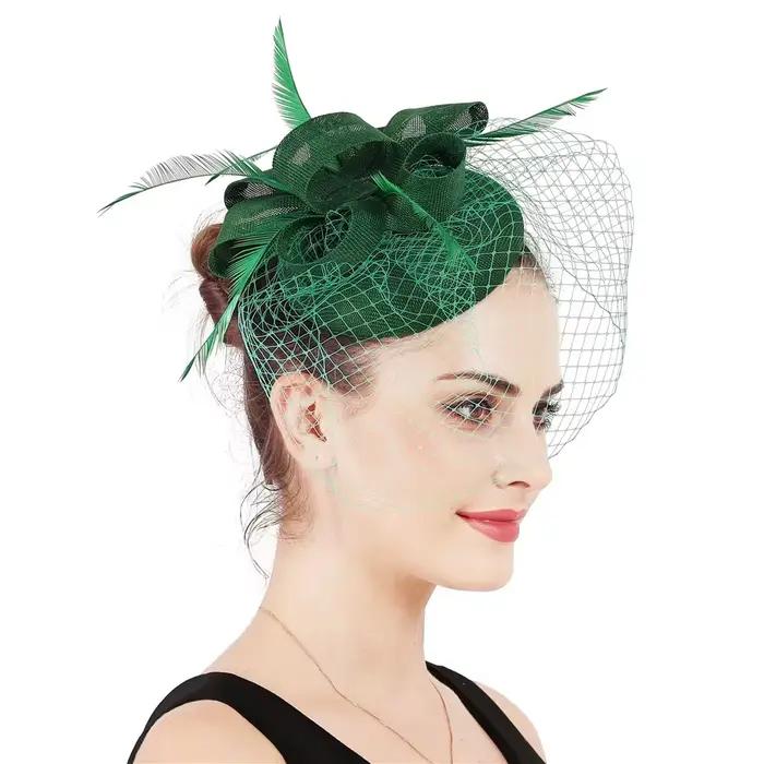 Chapeau de mariée en plumes roses pour mariage cocktail soirée chic occasion spéciale femmes elegant multicolore personnalisable