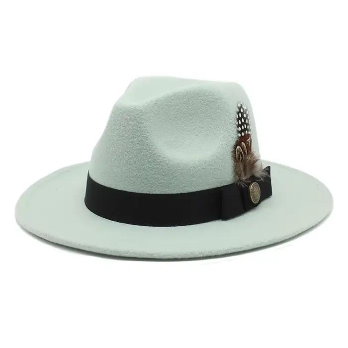 Chapeau haut-de-forme en laine blanche pour hommes et femmes