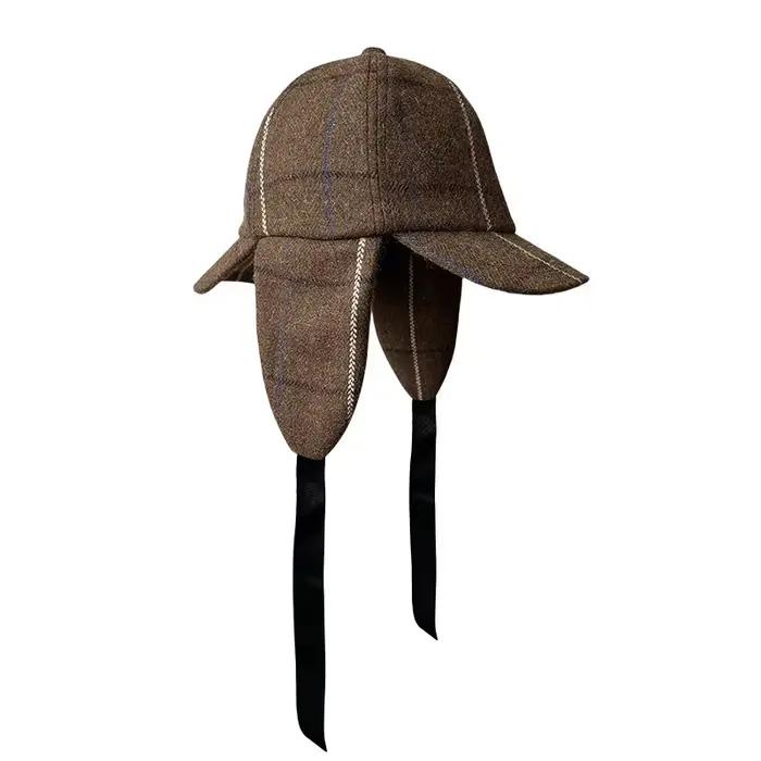 Nouvelle casquette de baseball Sherlock Holmes à double bord avec protection des oreilles style britannique chapeau homme casquette snapback polyester plaid multicolore automne hiver décontracté