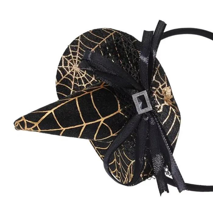 Bandeau de chapeau de sorcière solide or pour femmes durables pour Halloween et événements costumés
