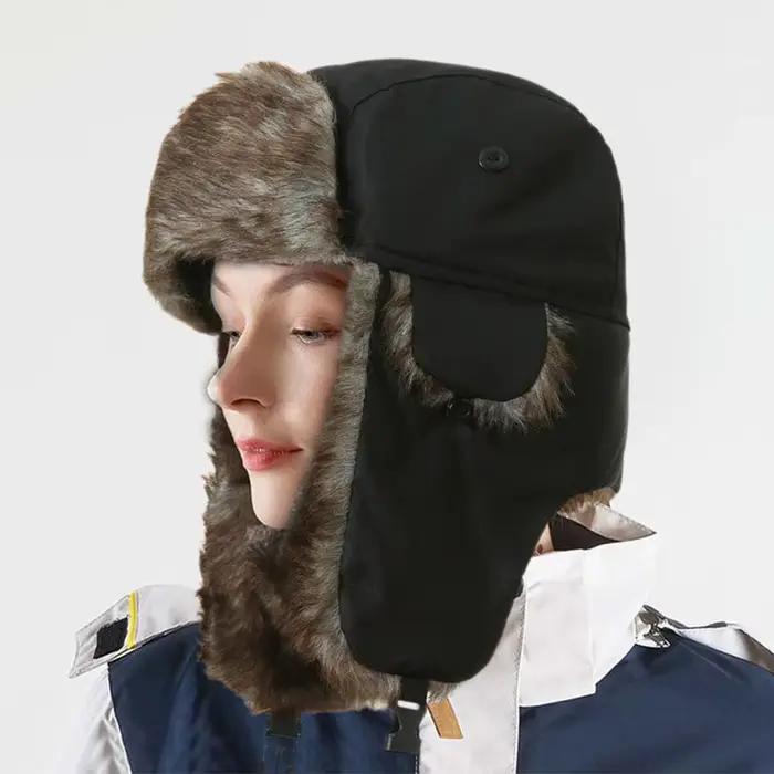 Hommes femmes trappeur Bomber chapeaux russe Ushanka chaud hiver fourrure oreillette chapeau Sports de plein air ski chasse pêche casquette en peluche