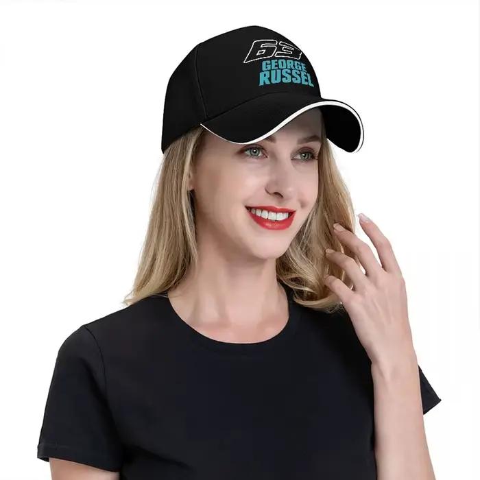 Casquette de baseball GEORGE RUSSEL 63 LOGO NOIRE AVEC BRODERIE TURQUOISE DESIGN SPORTIF POUR FANS ET AMATEURS