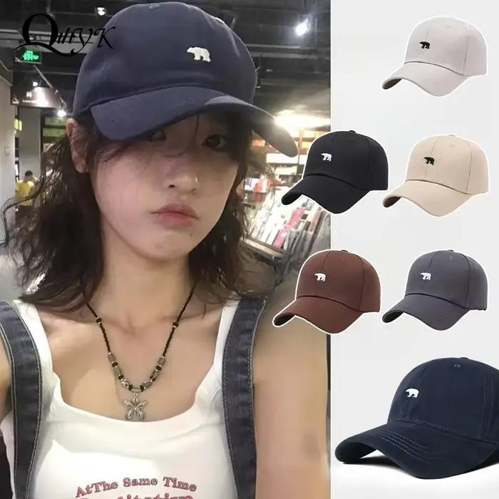Casquette de Baseball nouveau printemps été solide chapeau de soleil brodé ours polaire hommes femmes coton casquettes