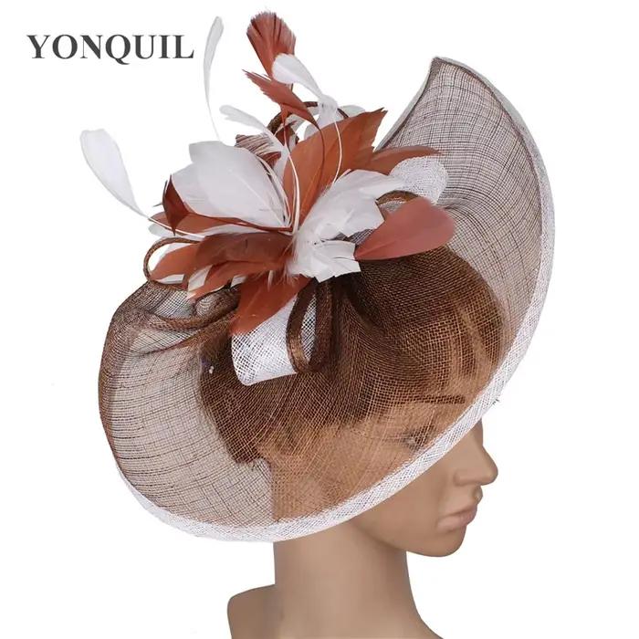 Sinamay-Chapeaux Fascinateur Élégants avec Plumes et Fleurs