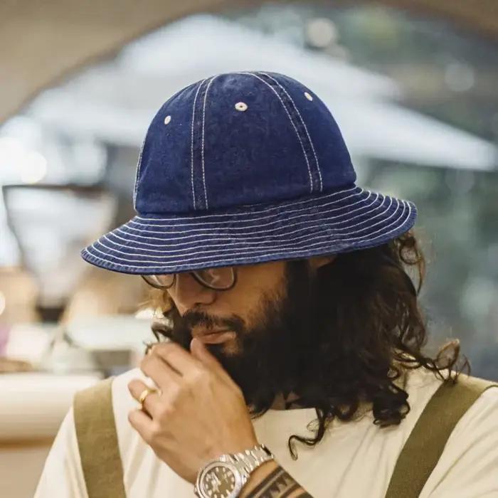 Chapeau de pêcheur Maden Vintage Denim Bleu Unisexe Sport Solide Coton Haute Qualité Occasions Extérieures Avantages Protection Solaire