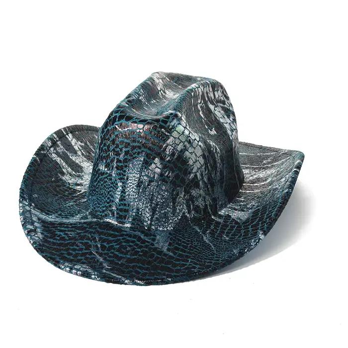 Chapeau de cowboy à motif peau de serpent pour hommes et femmes