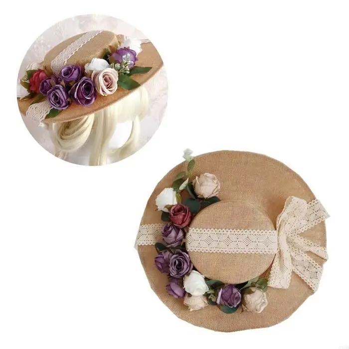 Chapeau de soleil léger avec décoration florale, idéal pour femmes, protection solaire, style rétro chic, adapté aux quatre saisons, occasions décontractées et formelles