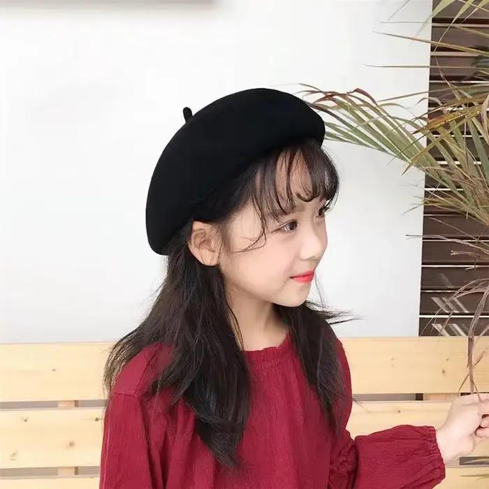 Mode bébé béret chapeau pour filles laine Vintage enfants bonnets casquette