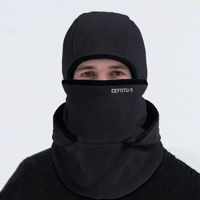 Cagoule Double couche casquette de cyclisme polaire résistant au froid chapeau chaud masque Protection du cou