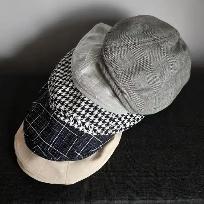 Chapeau de Gavroche unisexe en coton noir et blanc motif à carreaux style célébrité d'Internet pour hommes et femmes occasions spéciales voyage printemps été automne