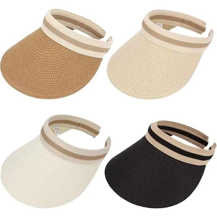 Chapeau de soleil en paille pour femme à large bord