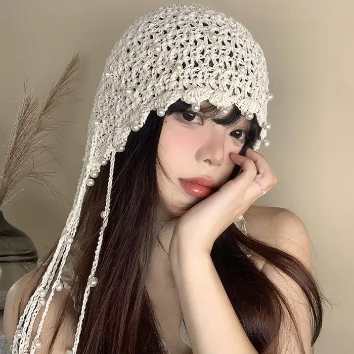 Chapeau de bandeau avec pendentif en perles ajourées pour femmes