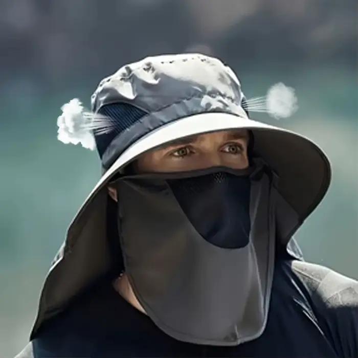 Chapeau de pêche et de randonnée respirant pour hommes avec une large visière pour la protection solaire