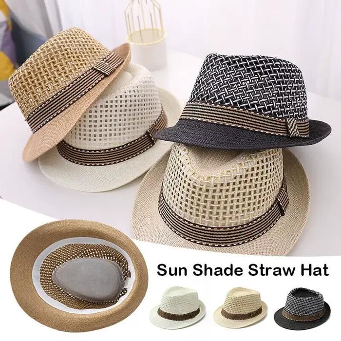 Nouveau Chapeau Trilby en Paille Respirant